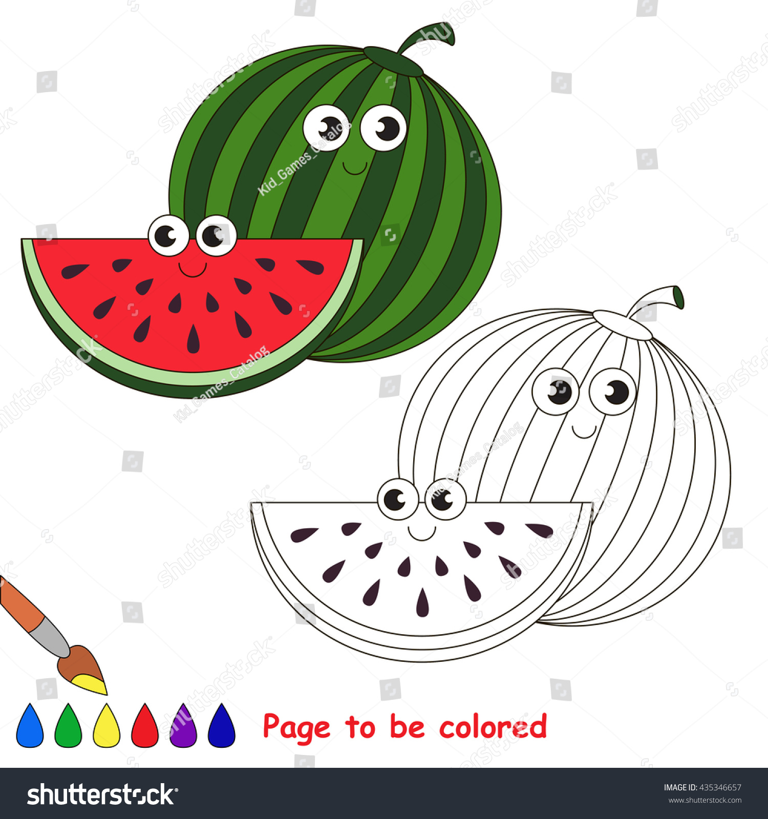 Sweet watermelon be colored coloring book stock vector royalty free