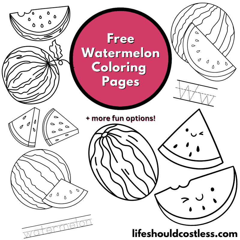 Watermelon coloring pages free printable pdf templates