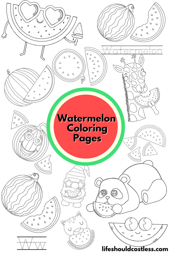 Watermelon coloring pages free printable pdf templates