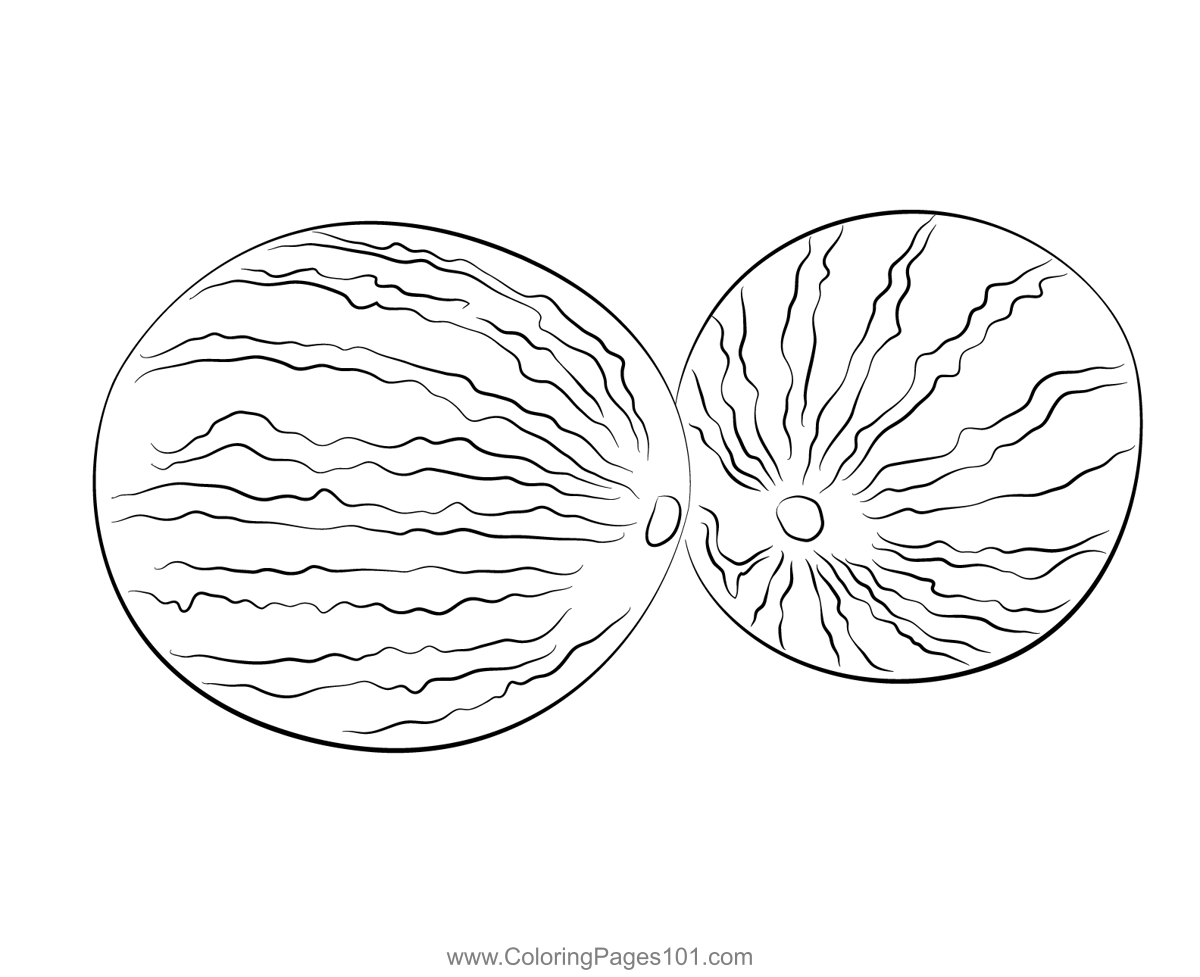 Two watermelons coloring page for kids