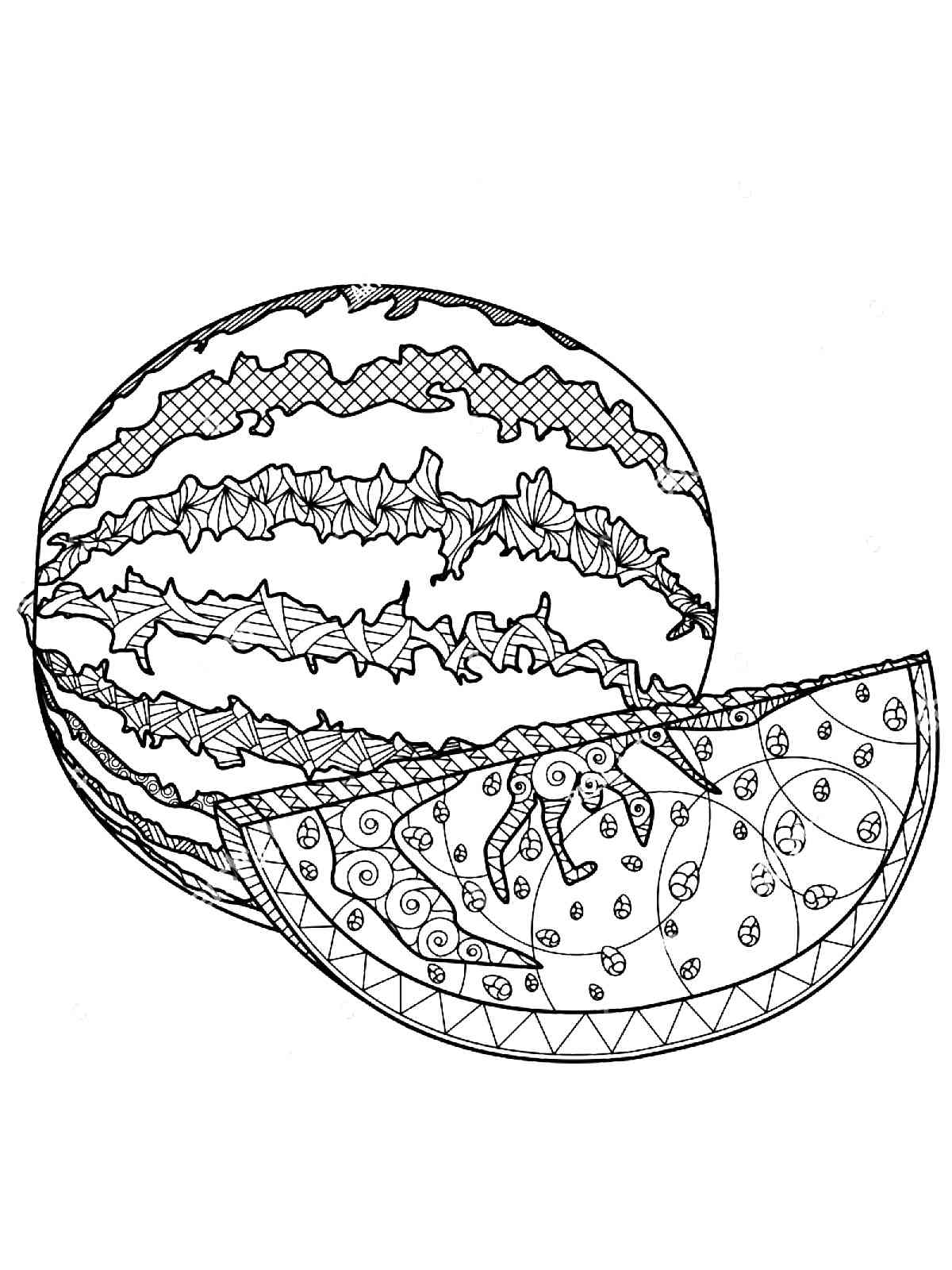 Watermelon coloring pages for adults