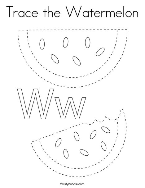 Trace the watermelon coloring page
