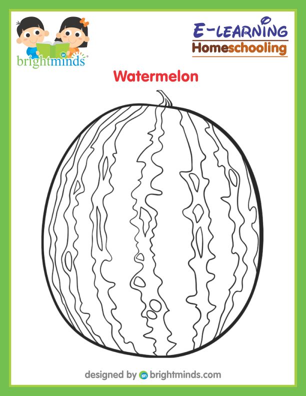 Watermelon coloring sheet bright minds platform