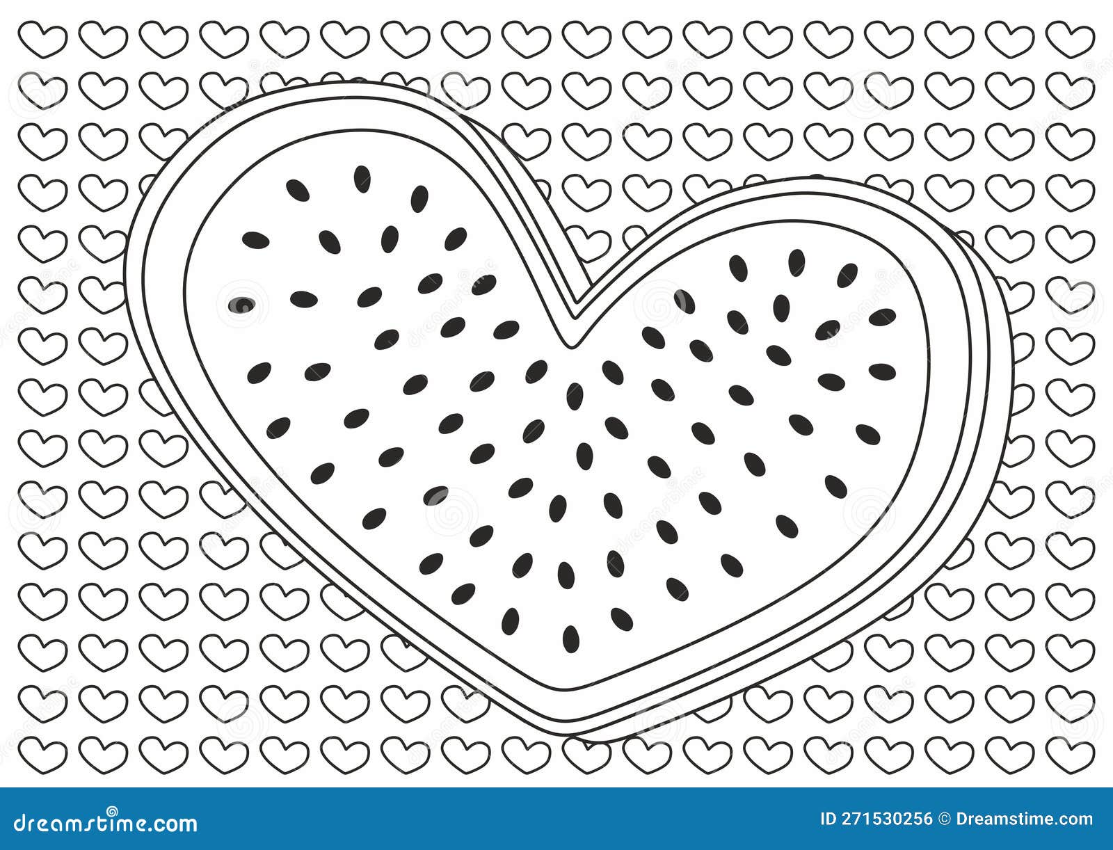 Watermelon coloring sheet for kids and adults heart shape relaxation meditate time love stock illustration