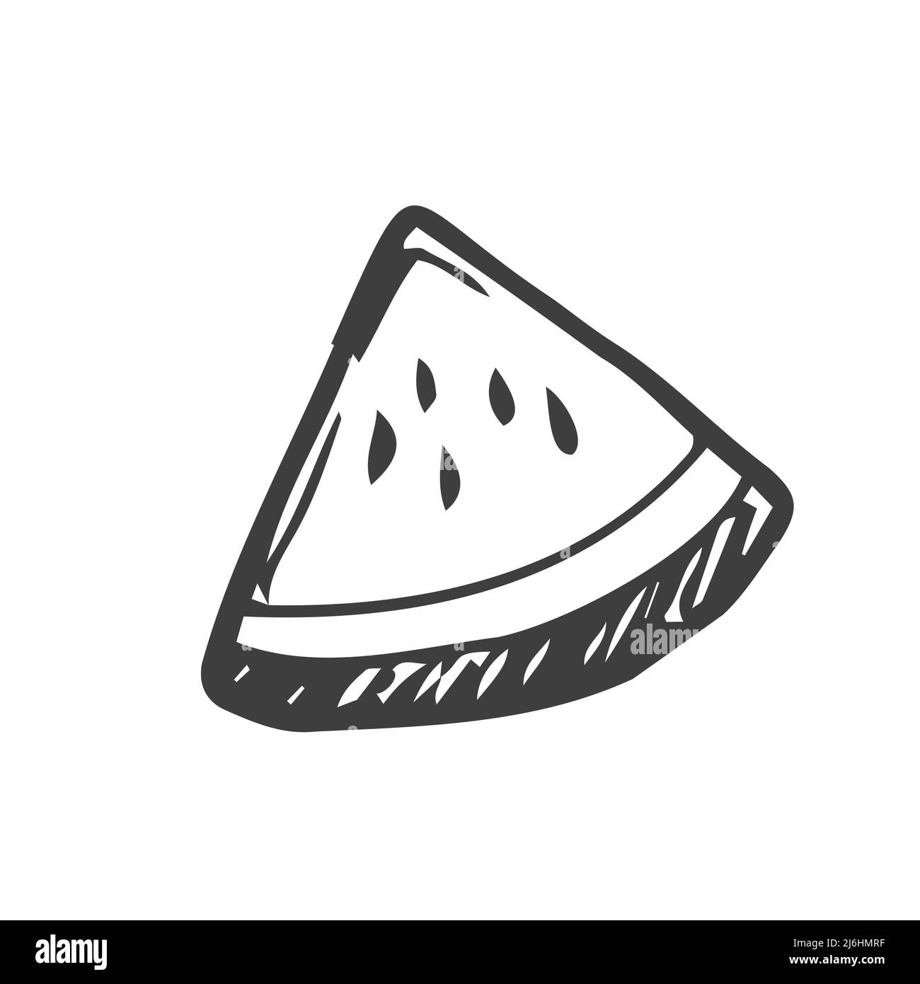 Slice and whole of watermelon outline coloring page stock vector image art