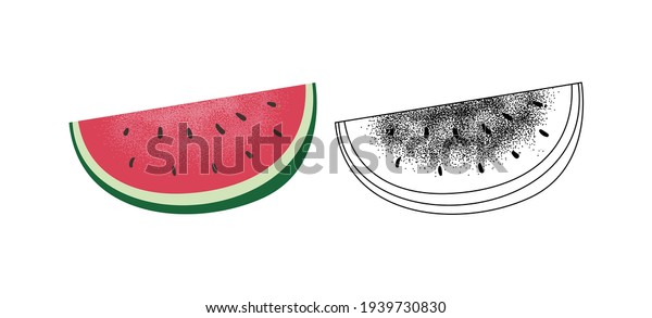Watermelon slice outline coloring page vector stock vector royalty free