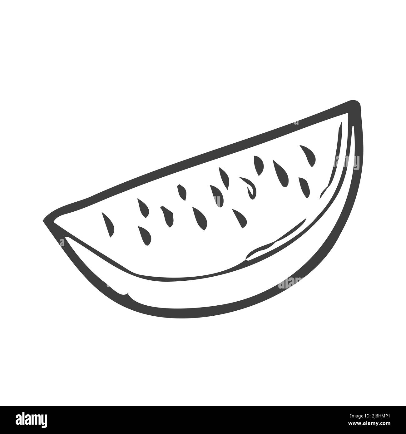 Slice and whole of watermelon outline coloring page stock vector image art
