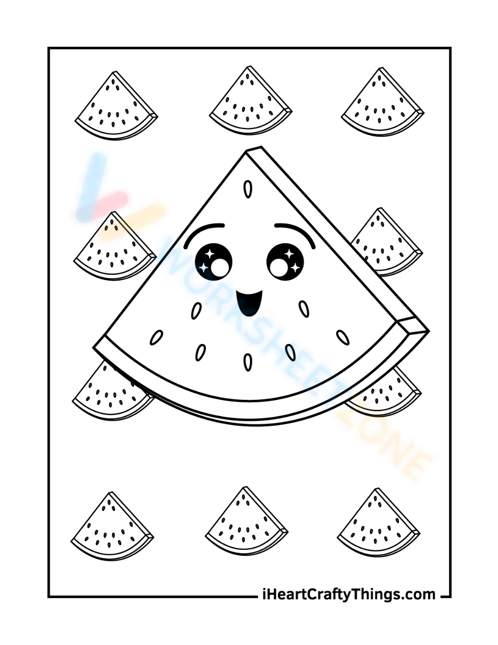 An adorable slice of watermelon worksheet