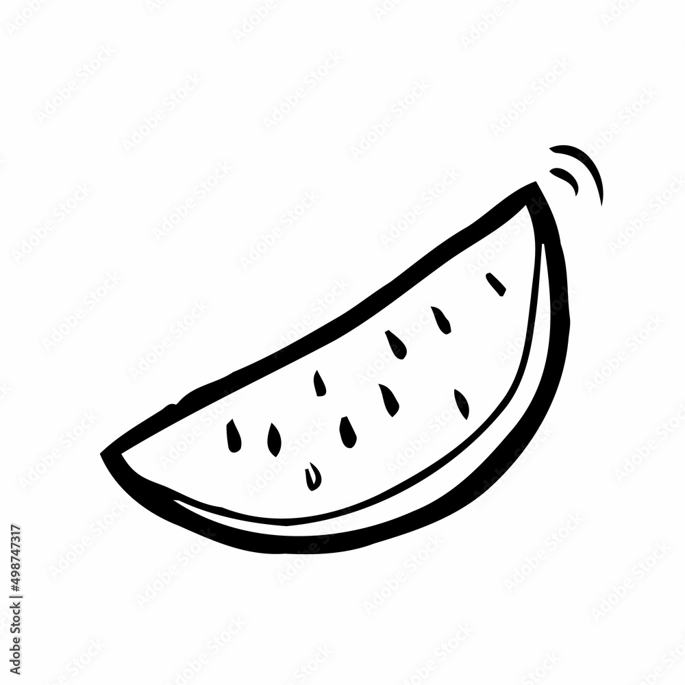 Slice and whole of watermelon outline coloring page vector illustration isolated on white vector