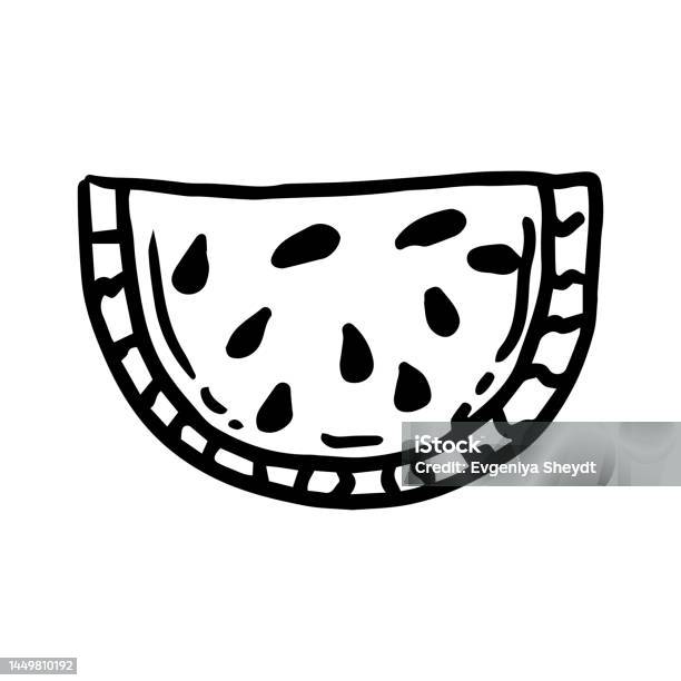 Slice and whole of watermelon outline coloring page vector illustration isolated on white stock illustration
