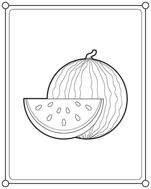 Premium vector fresh watermelon suitable for childrens coloring page vector illustration