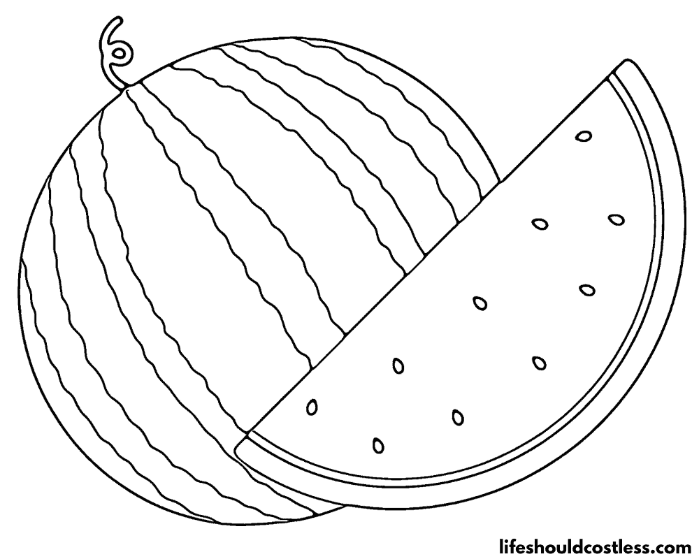 Watermelon coloring pages free printable pdf templates