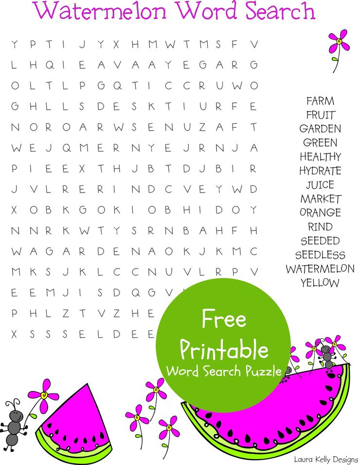 Watermelon word search puzzle free printable watermelon day watermelon activities watermelon diy