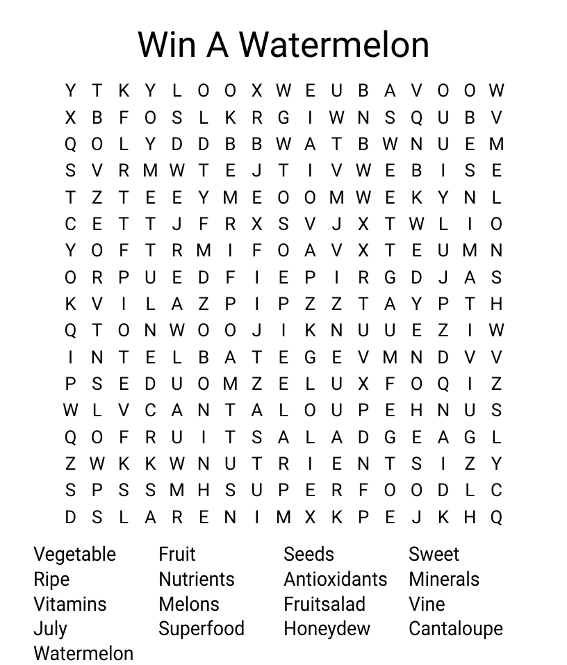 Win a watermelon word search