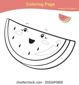 Fruit coloring worksheet page coloring watermelon stock vector royalty free