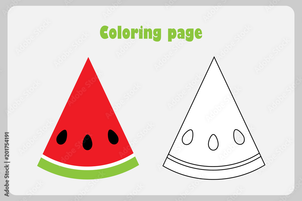 Watermelon in cartoon style coloring page education paper game for the development of children kids preschool activity printable worksheet vector illustration vector