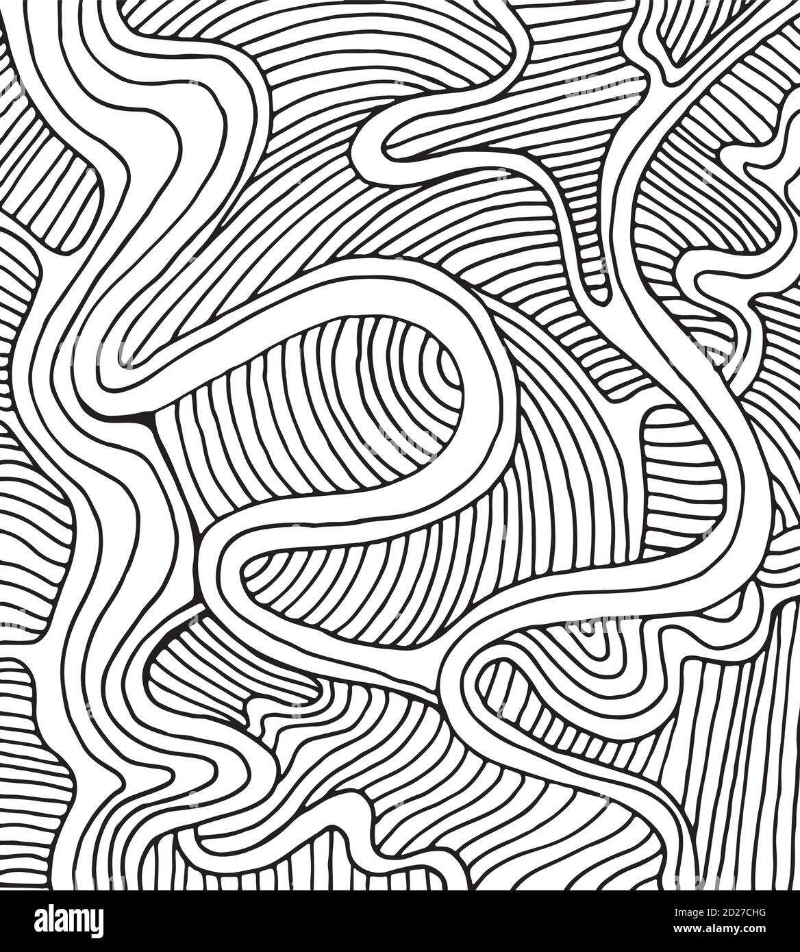 Coloring page doodle wave pattern stock vector image art