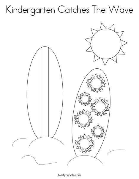 Kindergarten catches the wave coloring page
