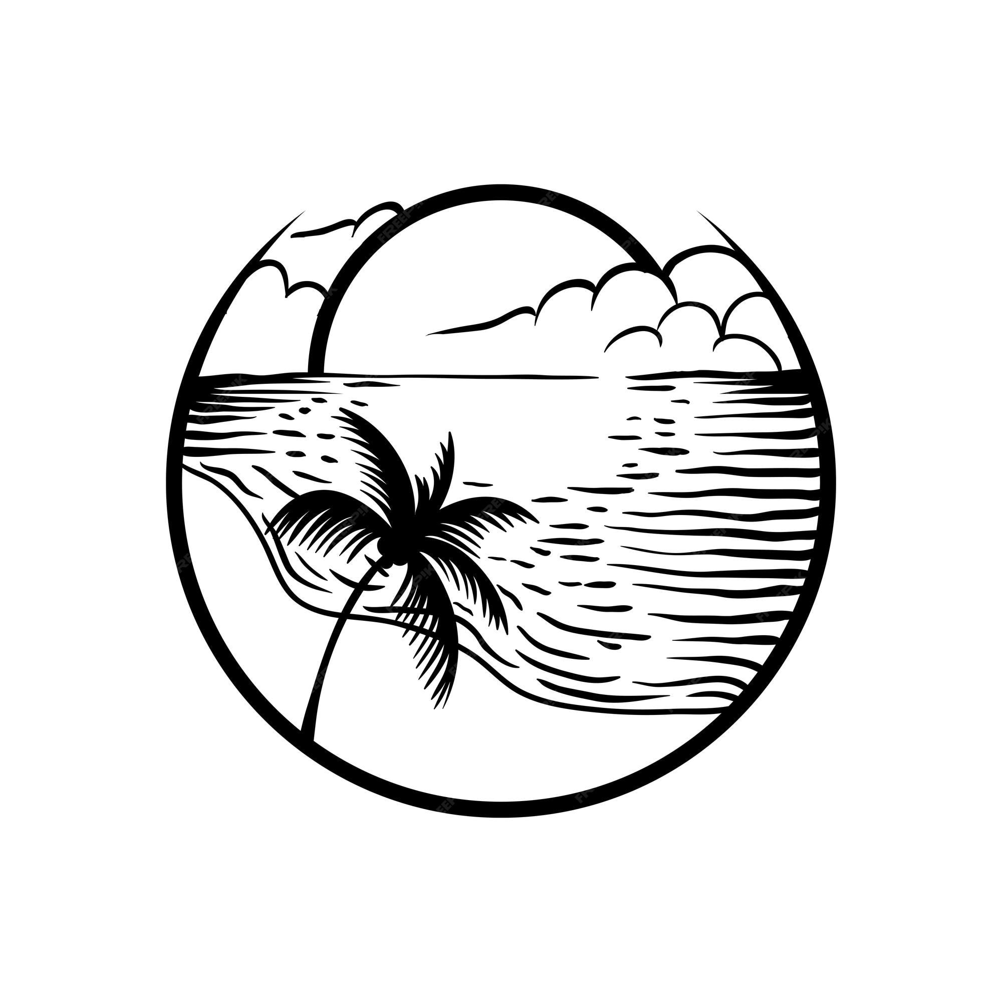 Premium vector hand drawn coconut tree kawaii coloring book illustration