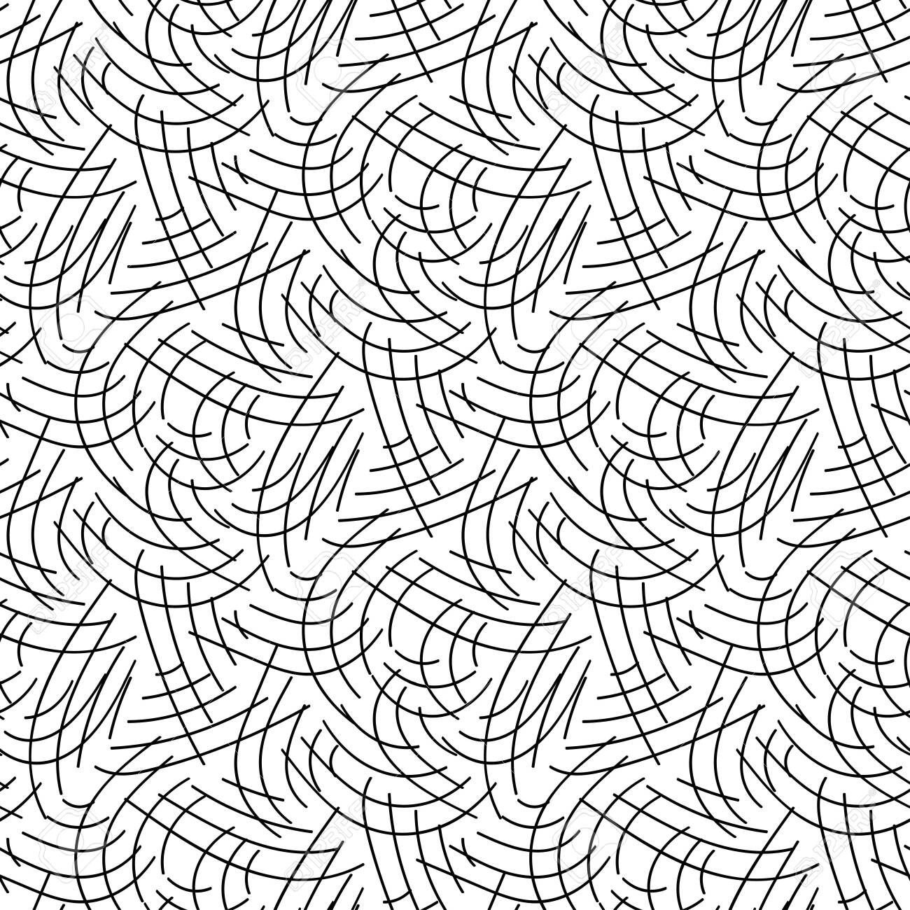 Abstract vector seamless floral background of doodle hand drawn lines monochrome wave pattern coloring book page black white wallpaper royalty free svg cliparts vectors and stock illustration image