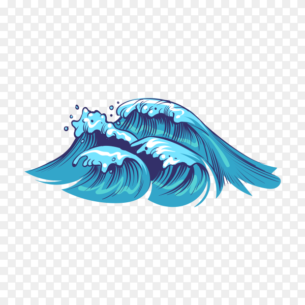 Hand drawn abstract waves on transparent background png