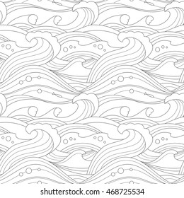 Sea waves hand drawn vector seamless stock vector royalty free