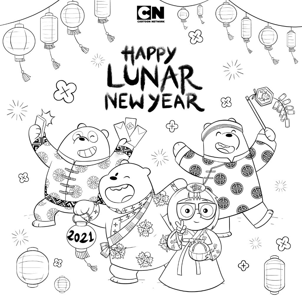 Cartoon network on x happy lunar new year ðððððððð wishing you peace love and happiness always download this as a coloring page here httpstcokqbljndr lunarnewyear yearoftheox chinesenewyear chinesenewyear webarebears