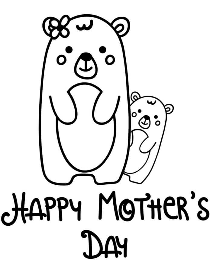 Bears celebrate mothers day coloring page