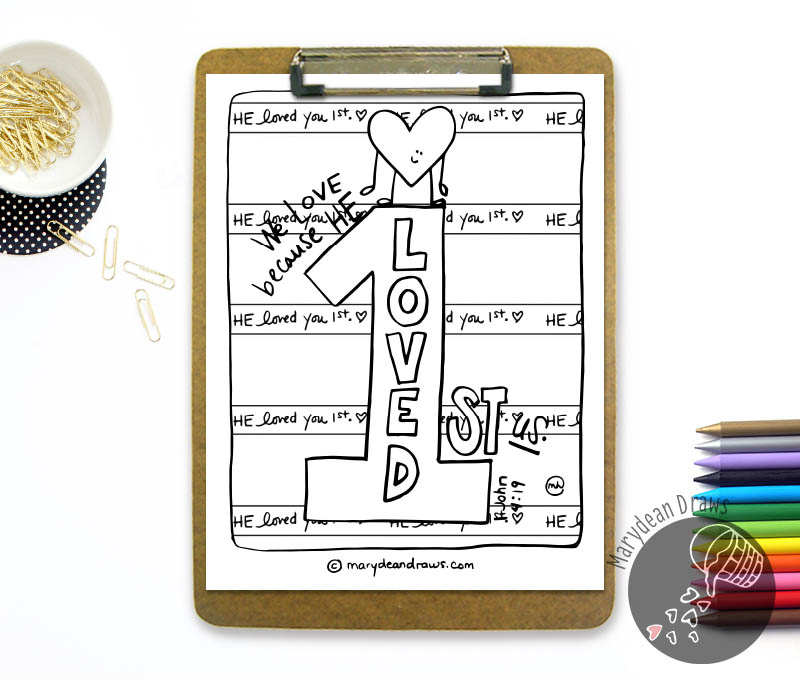 He loved you first john printable coloring page