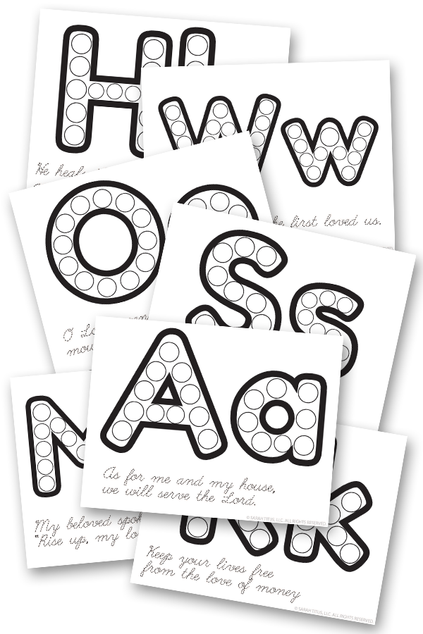 Bingo daubers bible verses alphabet pages â sarah titus