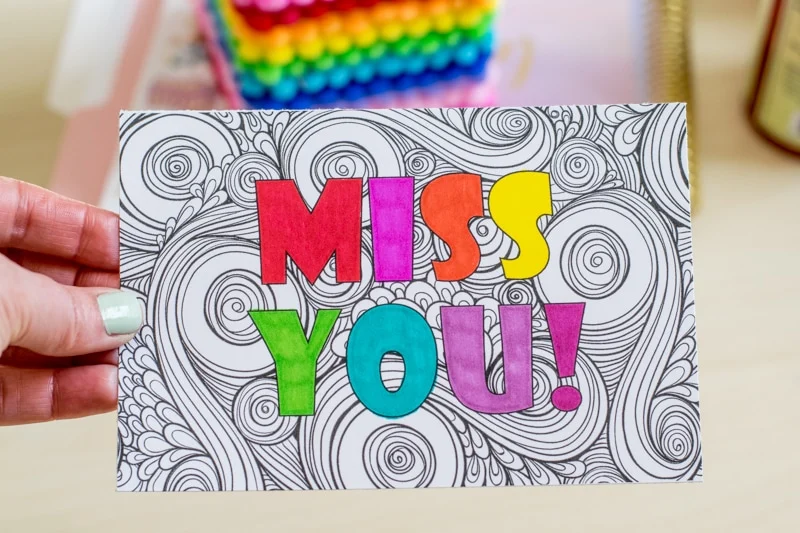 Printable i miss you postcard