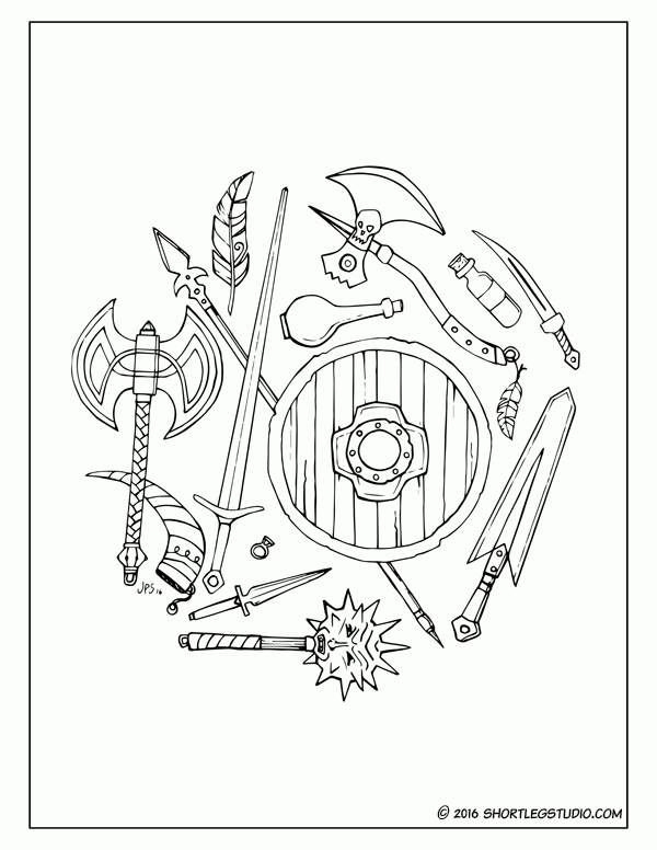 Fantasy and rpg coloring sheets â short leg studio