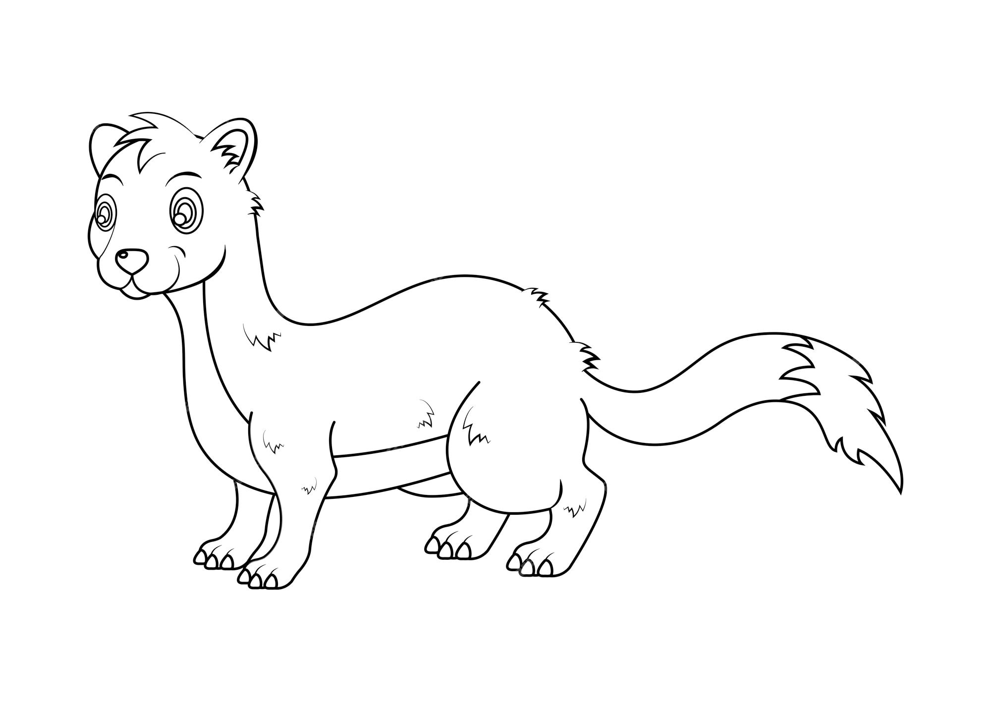 Premium vector coloring page of a weasel cartoon character vector