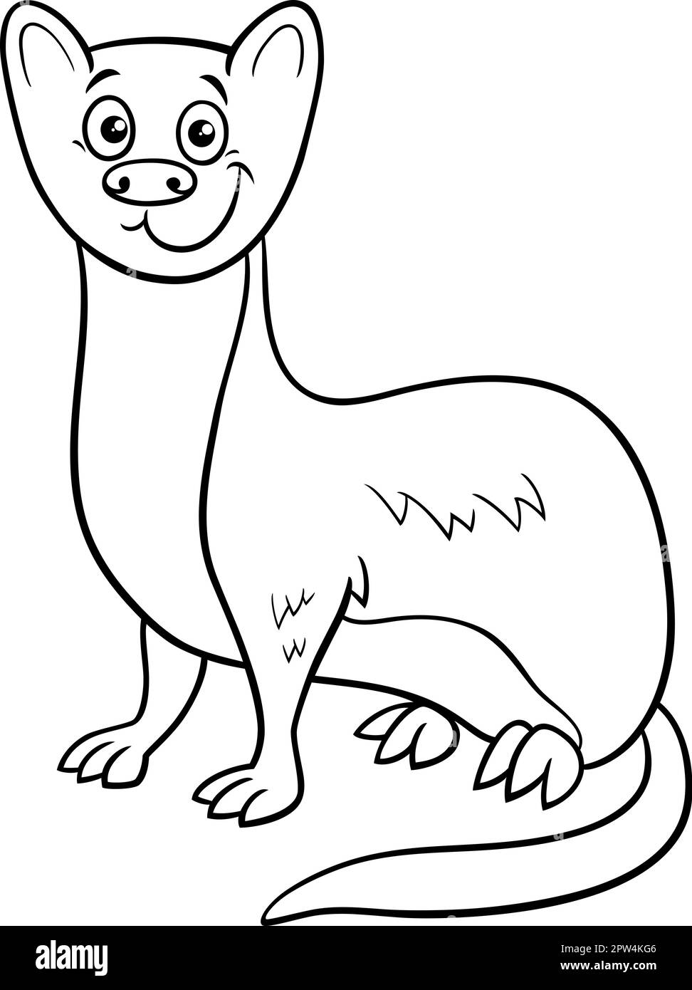 Cute cartoon weasel animal character coloring page stock vector image art