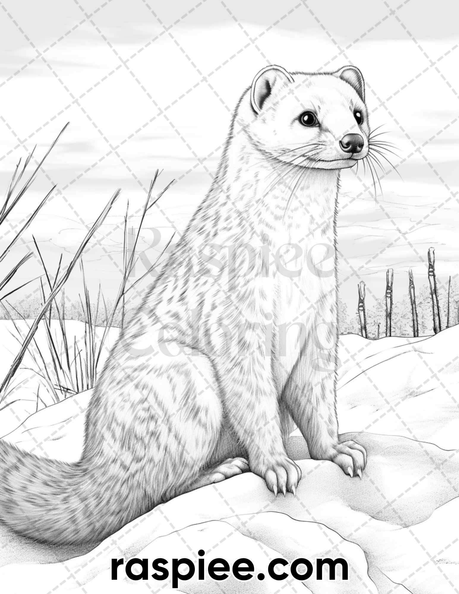 Winter wildlife grayscale coloring pages for adults printable pdf â coloring