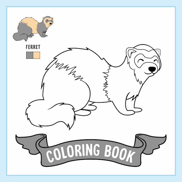 Premium vector ferret animals weasel coloring pages book stoat mink
