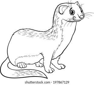 Black white cartoon illustration cute weasel stock illustration