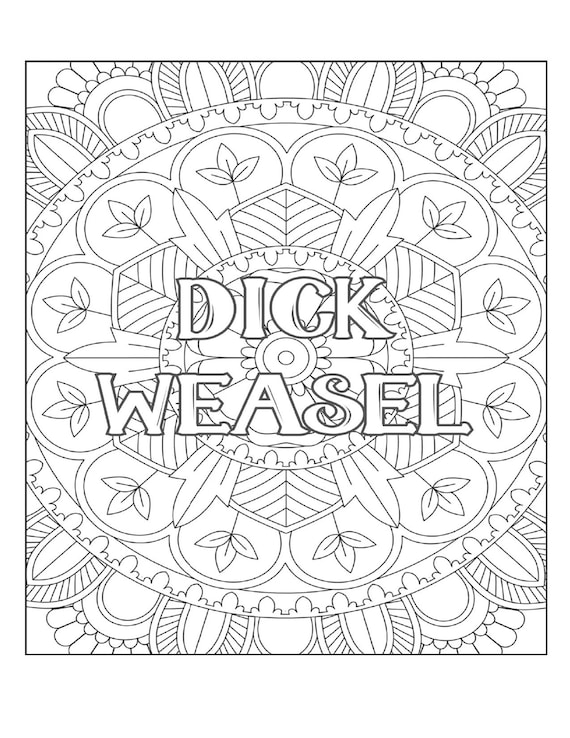 Dick weasel adult coloring page adult humor printable pdf download