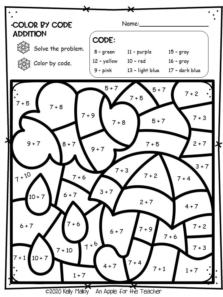 An apple for the teacher weather color by number