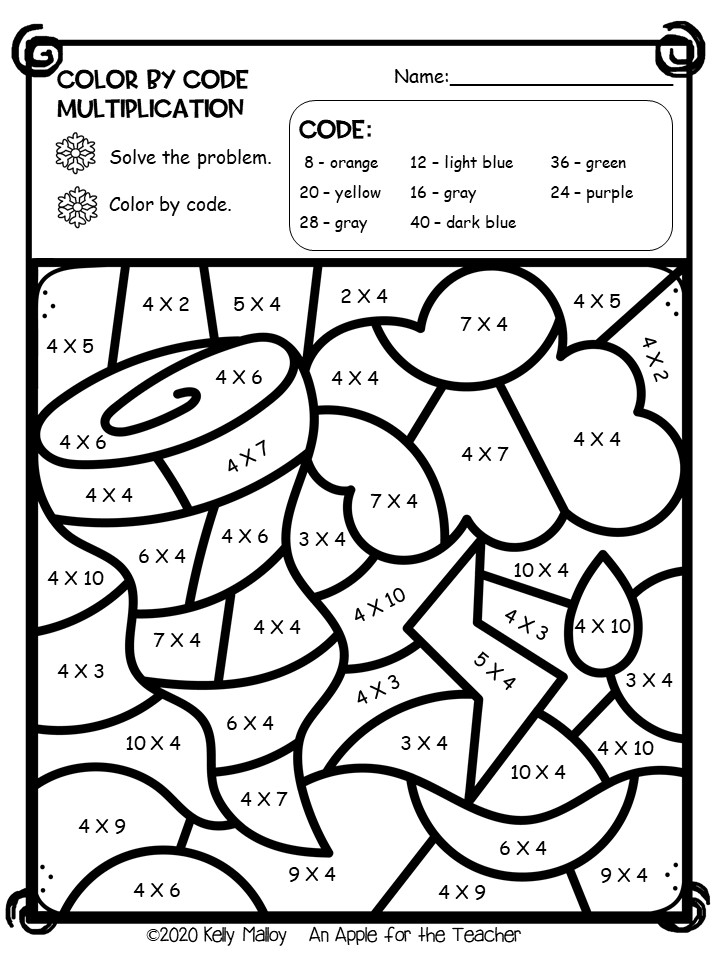 An apple for the teacher weather color by number