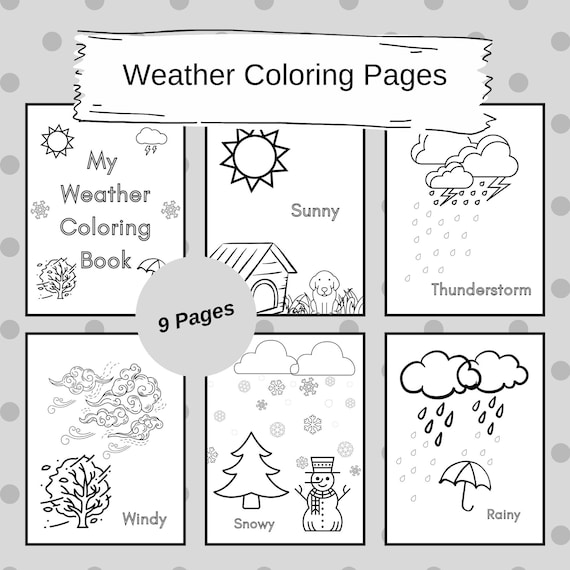 Weather coloring pages for kids printable coloring sheets toddler activity book weather activity pages printable coloring for kids