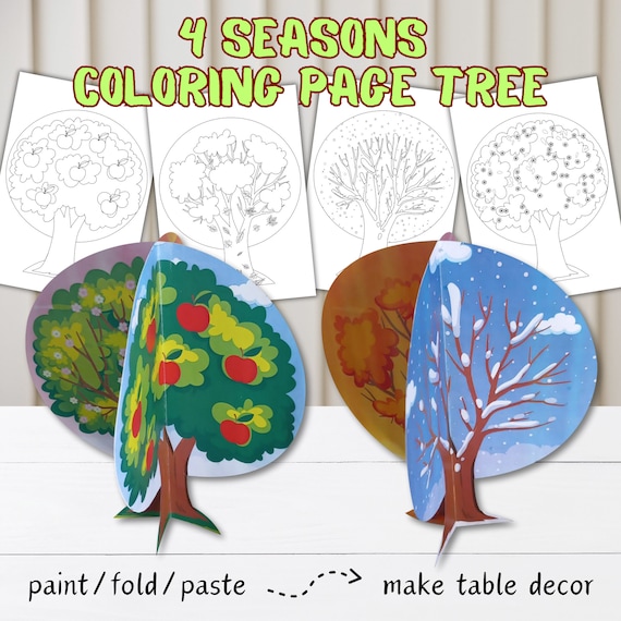 Seasons coloring tree printable seasons activity the four seasons tree seasons coloring page weather coloring