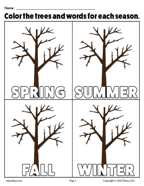 The seasons printable coloring page faaliyetler anaokulu faaliyetleri ãocuklar iãin sanat