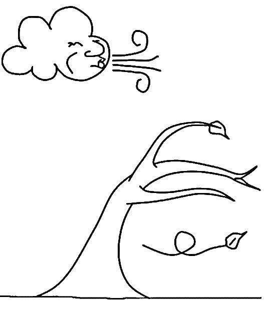 Online coloring pages coloring page the wind and the tree nature download print coloring page