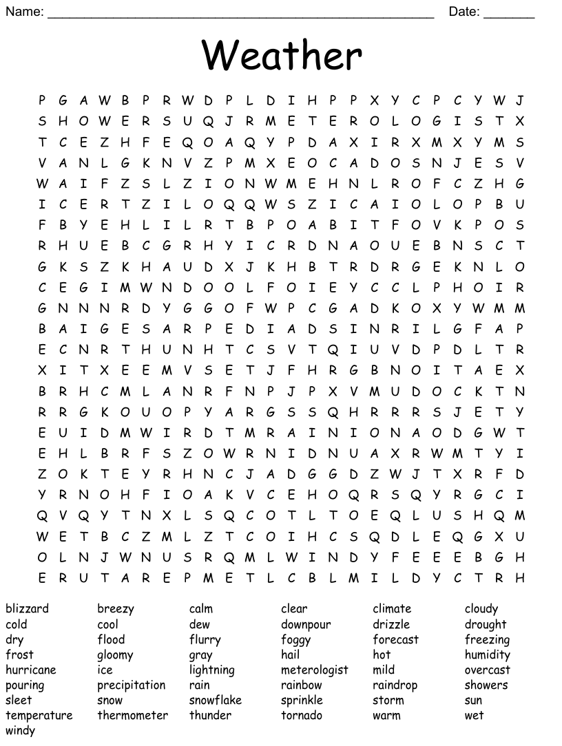 Weather word search