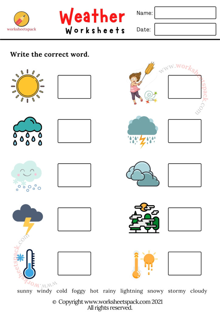 Free weather worksheets
