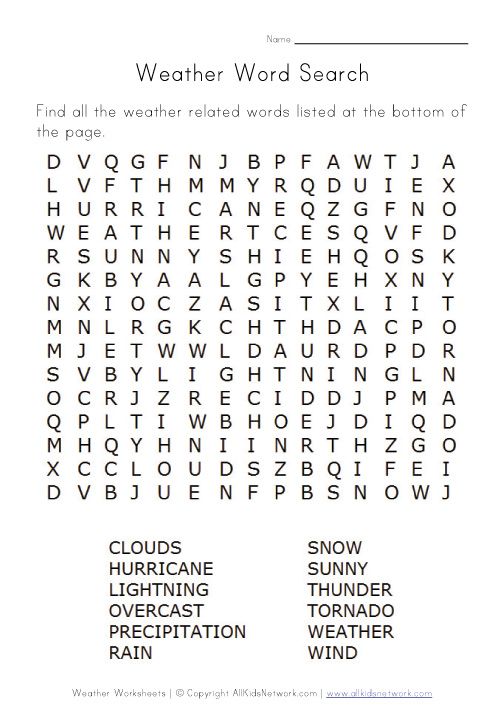 Weather word search â weather words worksheets for kids word find