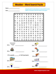 Weather wordsearch puzzle worksheet