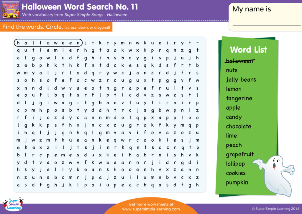 Halloween word search