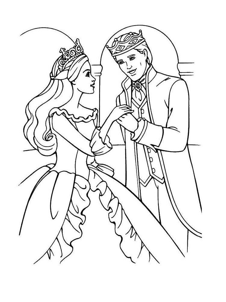 Barbie meeting the prince coloring page